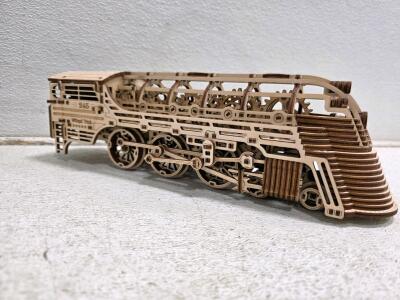 Wood Trick Locomotive R17 Mechanical Wooden Model Kit &ndash; 405 Pieces, Fully Assembled, Interactive Features