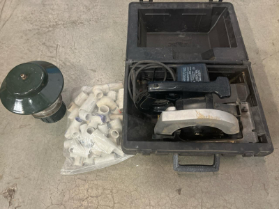 Sears Craftsman 7-1/4" Circular Saw, Model 315.109040, 2-1/4 HP, with Carrying Case, Coleman Propane Lantern & PVC pipe fittings