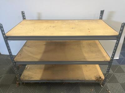 Heavy Duty 3-Shelf Metal Utility Shelving Unit, 48"x18"x36", Particle Board Shelves