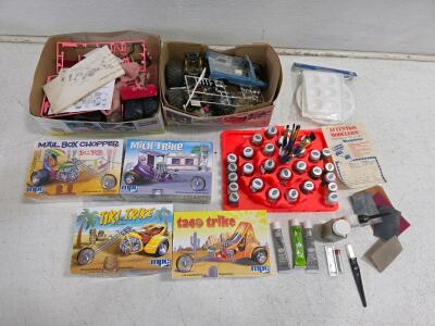 MPC Ed "Big Daddy" Roth 1/25 Scale Trike Model Kit Lot w/ Monster Truck Kits & Testors Paint Set