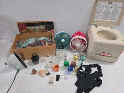 Coleman Portable Flush Toilet, 5.3 Gal Waste Tank, Two Working Fans, 10,000 Piece Puzzle