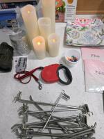 Mixed Household Lot with Meade Binoculars, Fabrics, Fitness Gear, Corkboard, LED Candles - 4