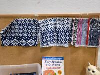 Mixed Household Lot with Meade Binoculars, Fabrics, Fitness Gear, Corkboard, LED Candles - 6