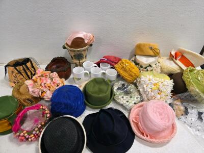 Vintage 1940s&ndash;1960s Women's Hats Lot &ndash; Pillbox, Fascinator, Boater, Veils, Floral Millinery
