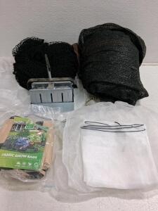 2 Gallon Fabric Grow Bags 5-Pack, Garden Netting Lot with Metal Seed Tray, Shade & Insect Nets
