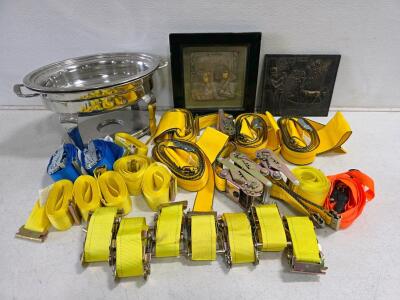 2-Inch Ratchet Tie Down Straps, Yellow/Blue/Orange, 3,333 lbs WLL, Assorted