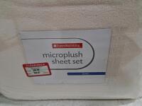 Assorted Household Lot: Queen Sheet Set, Track Light, Tea Set, Glassware, Pitcher, working Fountain - 4