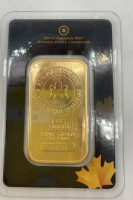 1- 24 Karat Gold Plated Bar Royal Canadian Mint