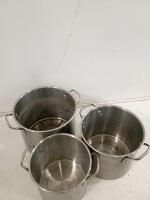 Large Stainless Steel & Enamel Stock Pot Set with Lids, 24/16/12 qt, Racks - 3
