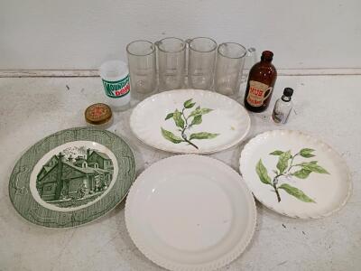 Vintage Mixed Lot: Transferware Plates, Glassware, and Collectibles