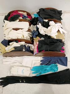 Large Lot Vintage Women&rsquo;s Dress Gloves Assorted Styles Colors 1950s&ndash;70s Nylon Satin 40&ndash;60 Pairs