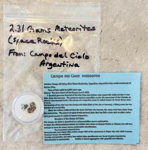 Campo Del Cielo Iron Meteorite, 2.31G (2 Pieces), Argentina, Coarse Octahedrite IAB-MG