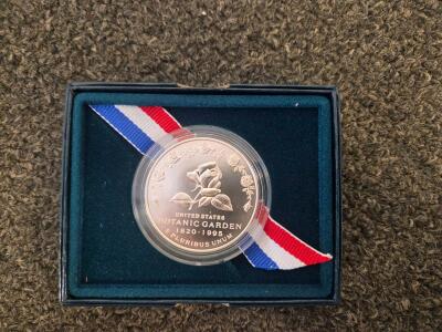 1997 US Botanic Garden Commemorative Silver Dollar Uncirculated, Box & COA, 90% Silver, $1