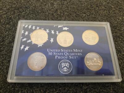 2000 US Mint 50 State Quarters Proof Set - Massachusetts Maryland SC NH Virginia, COA, Box