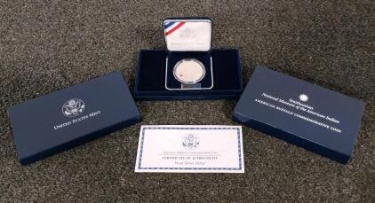 2001 American Buffalo Proof Silver Dollar, 90% Silver, Original Packaging & COA