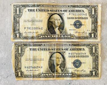 1935E $1 Silver Certificate Blue Seal, Serial Numbers P78110054G & H60746654H, Priest-Humphrey