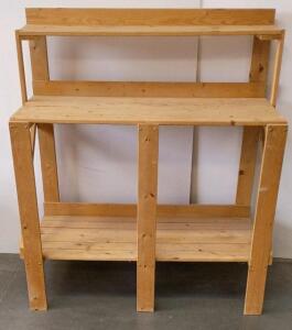 Three-Tier Wooden Potting Bench &ndash; 48" Wide, Natural Finish, Sturdy Shelves, Garden Utility Table