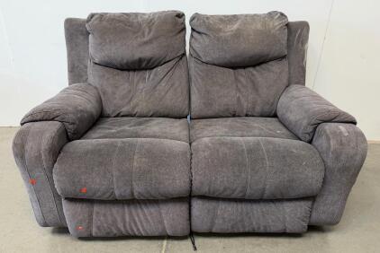 Power Reclining Loveseat, Dark Gray Microfiber, Dual Seats, Side Controls