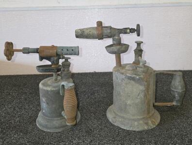 Vintage Blowtorches, Metal and Insulated Handles, Classic Pre-1960s Design ~9"x5"x9" (Pair)