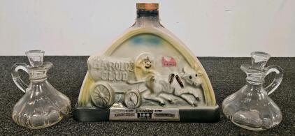 Jim Beam 100-Month Harold's Club Decanter, 4/5 Qt, 86 Proof With 2 Glass Cruets, Tax Stamp #33479513