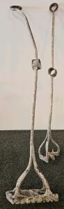 Two Branding Irons 36-42" Long, Loop Handle, Chipped White Paint