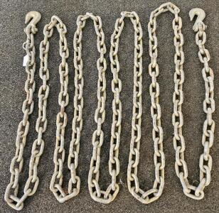 20Ft Heavy-Duty Steel Chain With Forged Hooks, Approx. 3/8" Grade 70, 5,400 lbs WLL