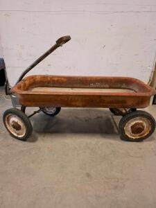 Vintage Metal Pull Wagon, Approx. 36"x17", Steel Construction, Antique Utility Cart, USA Made