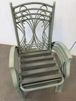 Set Of 4 Stackable Wrought Iron Patio Armchairs With Ornate Scrollwork - 2