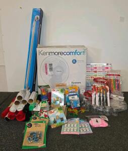 Kenmore 16" Stand Fan, 32" Bath Grab Bar, Assorted Crafts & Kitchen Items