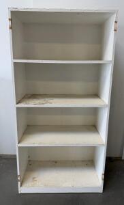 White 5-Shelf Freestanding Bookshelf, 71" x 30" x 12", Particle Board Construction