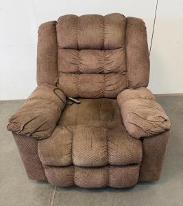 Power Lift Recliner Chair, Brown Fabric, Electric, Heat & Massage, Wired Remote, 36"x37"x41"