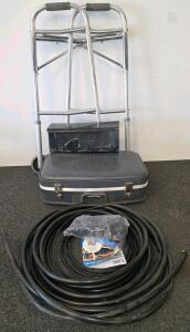 Mixed Lot: Walker, Vintage Suitcase, Black Mailbox, and a Raised Bed Drop Watering Kit with accessories and instructions included.