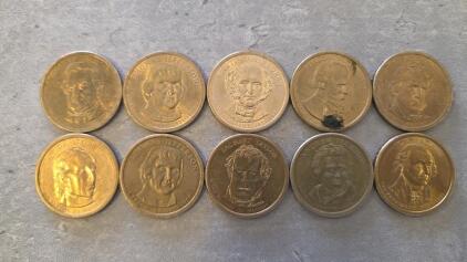 U.S. Presidential $1 Coins &ndash; Various Presidents, Manganese-Brass, 26.49MM, 8.1G