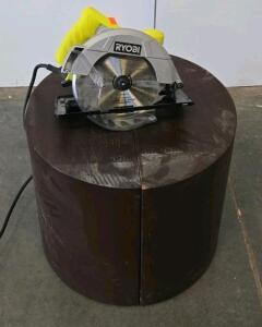 Ryobi CSB125 13A 7-1/4" Corded Circular Saw &ndash; 5,000 RPM, Bevel 0&ndash;51.5&deg;, 7.5 lb And Two Half Circular Wooden Stands