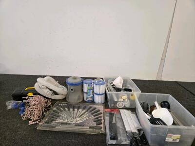 Tool Bench Plastic Toolbox, 22 Screwdrivers, Kitchen Utensils, Knives, & Pool Pump (Tested)
