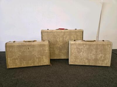 Vintage Samsonite Streamlite 3-Piece Hard-Shell Suitcase Set, Beige, 1950s&ndash;1960s