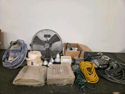 Graco Paint Sprayer (Unable To Test), Lasko 20" Fan (Tested), Traffic Master Tile, Horizon Snake, Lighting