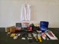 Assorted Hand Tools & Kitchenware: Wire Cup Brush, Multimeter, Drill Bits, Rope, S-Hook, USB Cable