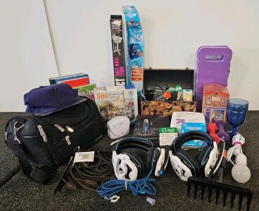 Electronics, Samsonite Bag, Puzzle, Headsets, Health Supplies, Decor, And Tools
