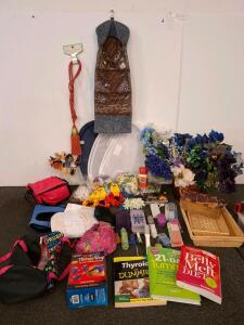 Storage Hampers, Woven Baskets, Health Wraps, Nail Kit, Craft Flowers, 3 Books