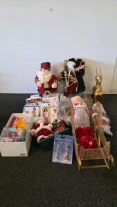 Santa & Mrs. Claus Dolls, Gold Reindeer, Sleigh, Sewing Patterns, Mini Toys, 1990s&ndash;2000s