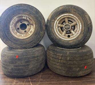 18.5x8.50-8 Golf Cart Wheels And Tires, SS Alloy/Steel Mix, 4-Lug Set Of 4, Tread/Slick