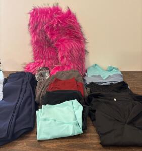 Mixed Lot Women&rsquo;s Dresses, Tops, Leggings, and Faux Fur Costume Accessories &ndash; 10+ Pieces ALL SIZE SMALL AND XSMALL