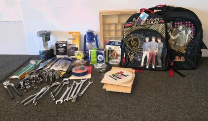 Mixed Lot: Disney Jonas Brothers Backpacks, LED Lantern, Harmonica Kit, Tools, Crafts