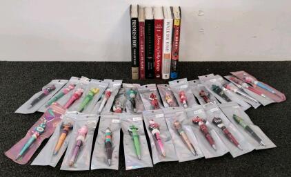 Assorted 25 Novelty Cartoon & Holiday Ballpoint Pens, Individually Packaged, 6" Length