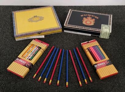 Punch Elites & Partagas HumiTube Collectible Wooden Cigar Boxes &ndash; Hinged, Original Label, 2pc Set