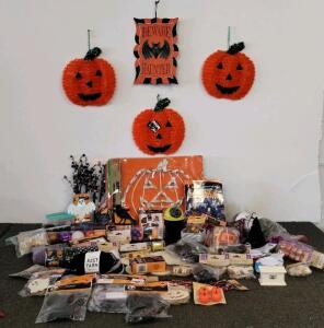 Large Halloween & Fall Craft Lot &ndash; 60+ Pieces, Decor, DIY Kits, Ornaments, Yarn, UPC 195464531651