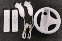 Nintendo Wii RVL-001 Console Bundle with 2 Remotes, 2 Nunchuks, Wheel, Accessories (powers on) - 4