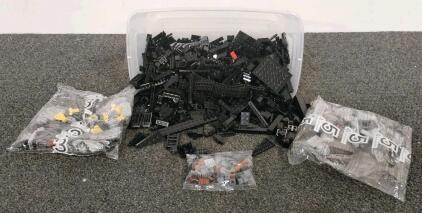 Bulk LEGO Black/Gray Building Bricks & Pieces Approx. 800-1200pcs with Storage Bin