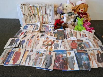 Extensive patterns and stuffed animals lot.( shelf A)